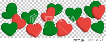 Illustration of 3D red and green hearts 120368124