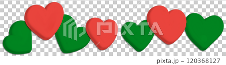 Illustration of 3D red and green hearts 120368127
