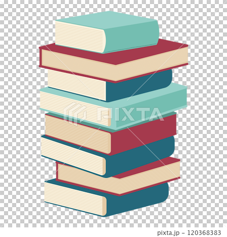 青と赤の山積みの本 120368383