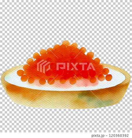 水彩風いくらのせカナッペ 美しい食材イラスト 120368392