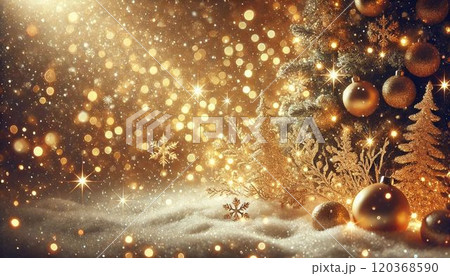 黄金に輝くクリスマスの祝宴 ～煌めく装飾と雪のハーモニー～ 120368590