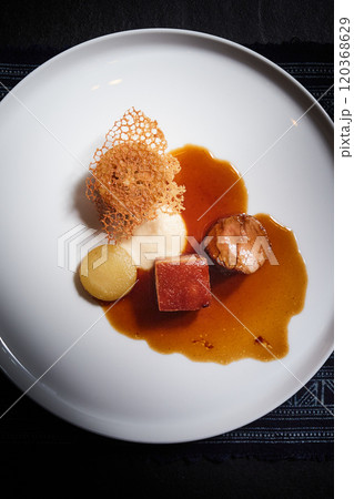 Beautiful and tasty food on a plate, exquisite dish 120368629