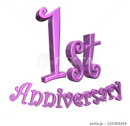 3DCG文字「1st Anniversary/1周年」パープル,紫,ピンク 120369264