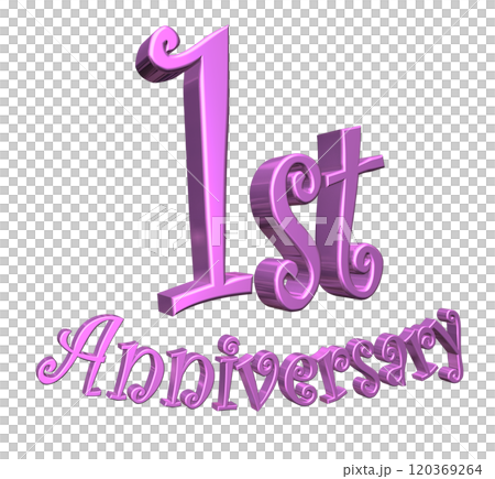 3DCG文字「1st Anniversary/1周年」パープル,紫,ピンク 120369264