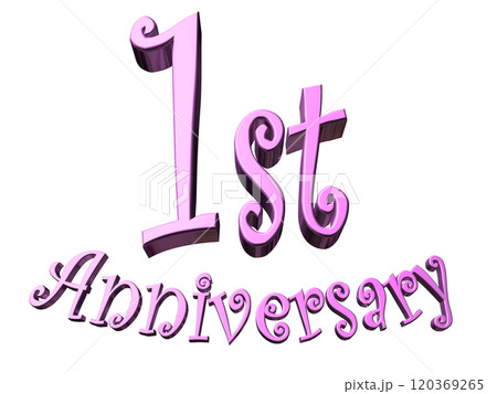 3DCG文字「1st Anniversary/1周年」パープル,紫,ピンク 120369265