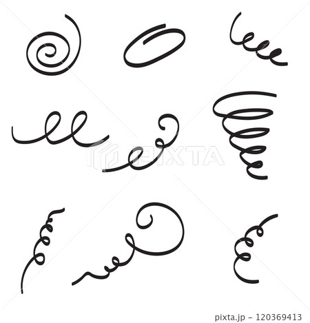 Set of spirals vector illustration hand drawn 120369413