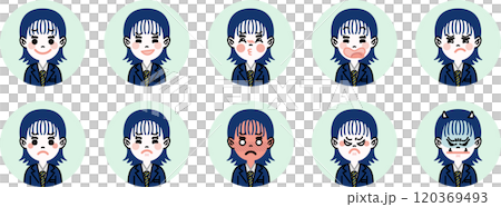 學生/高中女生(領帶/西裝外套)臉部表情圖示集(開玩笑/憤怒) 學生/高中女生(領帶/西裝外套)臉部表情圖示集(開玩笑/憤怒) 120369493