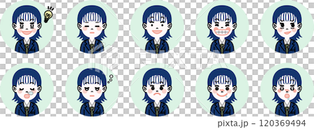 學生/高中女生(領帶/西裝外套)臉部表情圖示集(有趣的臉部表情) 學生/高中女生(領帶/西裝外套)臉部表情圖示集(有趣的臉部表情) 120369494