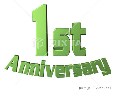 3DCG文字「1st Anniversary/1周年」グリーン,緑 3DCG文字「1st Anniversary/1周年」グリーン,緑 120369671