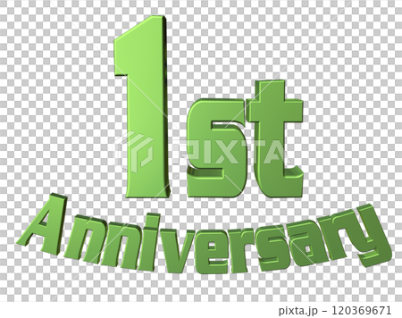 3DCG文字「1st Anniversary/1周年」グリーン,緑 3DCG文字「1st Anniversary/1周年」グリーン,緑 120369671