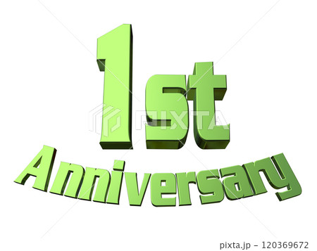 3DCG文字「1st Anniversary/1周年」グリーン,緑 3DCG文字「1st Anniversary/1周年」グリーン,緑 120369672