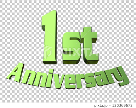 3DCG文字「1st Anniversary/1周年」グリーン,緑 3DCG文字「1st Anniversary/1周年」グリーン,緑 120369672