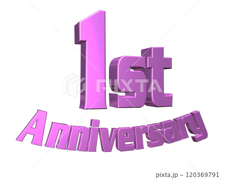 3DCG文字「1st Anniversary/1周年」パープル,紫,ピンク 3DCG文字「1st Anniversary/1周年」パープル,紫,ピンク 120369791