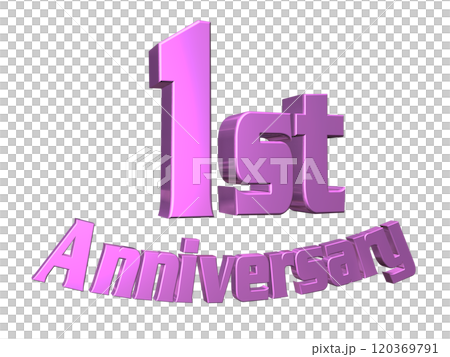 3DCG文字「1st Anniversary/1周年」パープル,紫,ピンク 3DCG文字「1st Anniversary/1周年」パープル,紫,ピンク 120369791