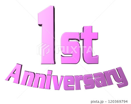 3DCG文字「1st Anniversary/1周年」パープル,紫,ピンク 3DCG文字「1st Anniversary/1周年」パープル,紫,ピンク 120369794