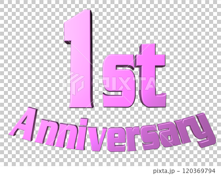 3DCG文字「1st Anniversary/1周年」パープル,紫,ピンク 3DCG文字「1st Anniversary/1周年」パープル,紫,ピンク 120369794