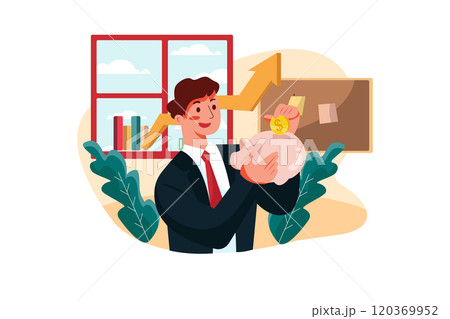 Businessman saving his profit Illustration 120369952