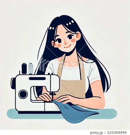 女の子イラスト ヴィンテージ コットンエプロン 女の子イラスト