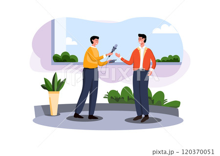 Businessman giving interview Illustration 120370051