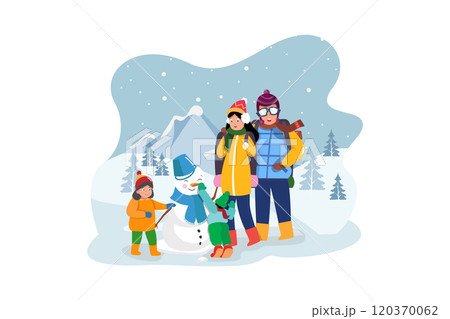 Happy family enjoying winter vacations in mountains 120370062
