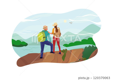 Traveling along mountains and coast, freedom and active lifestyle concept 120370063