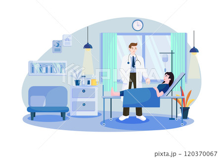 Doctor visits patient in the hospital ward 120370067