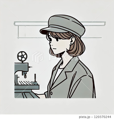 工場で作業する女性スタッフのイラスト 120370244