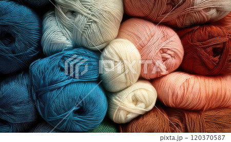 《AI画像》カラフルな毛糸玉 《AI画像》カラフルな毛糸玉 120370587