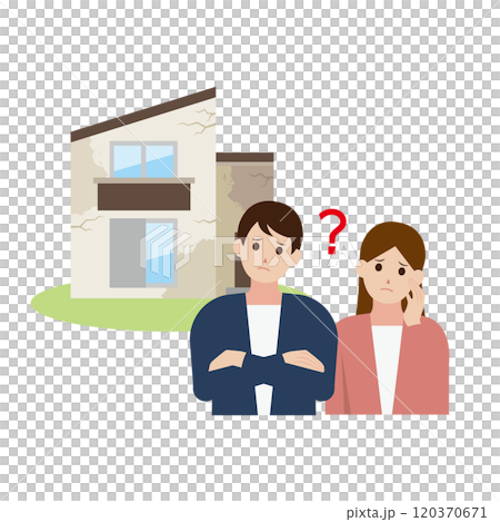 一對男女擔心修繕破舊房屋的插圖 120370671