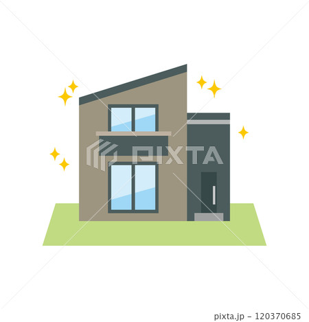 新築 庭付き一戸建て 一軒家のイラスト 新築 庭付き一戸建て 一軒家のイラスト 120370685