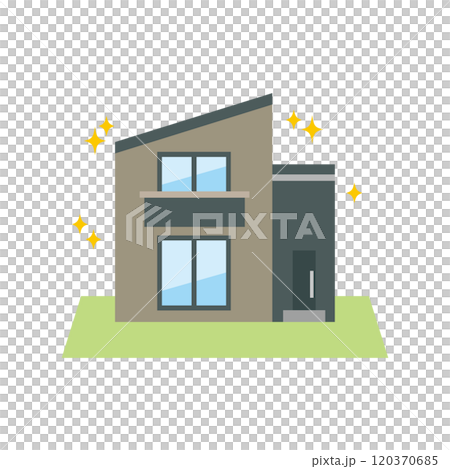 新築 庭付き一戸建て 一軒家のイラスト 新築 庭付き一戸建て 一軒家のイラスト 120370685