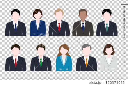Female and male politician icons_Japanese and American business illustrations in suits 120371033
