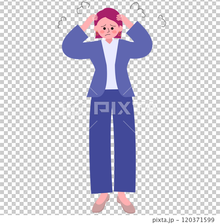 困惑しているスーツの女性の全身のイラスト 困惑しているスーツの女性の全身のイラスト 120371599