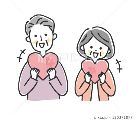 ハートを持っているシニア夫婦 120371877