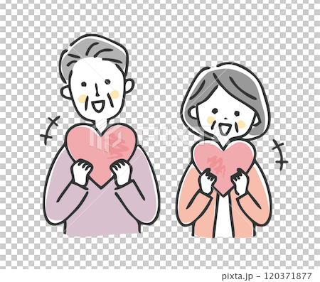 Senior couple holding a heart 120371877