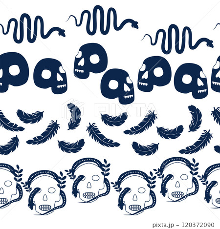 Horizontal border, set Magic and heavens seamless pattern, with magical elements Symbols of witchcraft 120372090