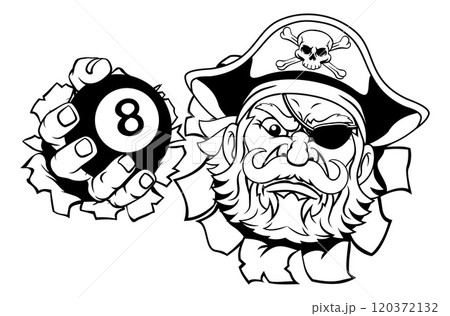 Pirate Angry Pool 8 Ball Billiards Mascot Cartoon Pirate Angry Pool 8 Ball Billiards Mascot Cartoon 120372132