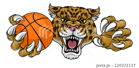 Jaguar Leopard Cheetah Panther Basketball Mascot Jaguar Leopard Cheetah Panther Basketball Mascot 120372137
