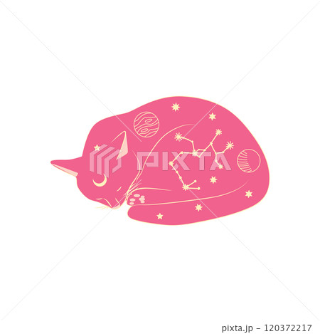 Mystical cats in boho style, silhouette collection. Esotericism and mysticism, occultism. Cartoon flat vector Mystical cats in boho style, silhouette collection. Esotericism and mysticism, occultism. Cartoon flat vector 120372217