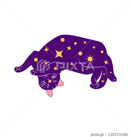 Mystical cats in boho style, silhouette collection. Esotericism and mysticism, occultism. Cartoon flat vector Mystical cats in boho style, silhouette collection. Esotericism and mysticism, occultism. Cartoon flat vector 120372266