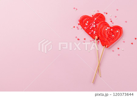 Heart shaped lollipops. Love sweets 120373644