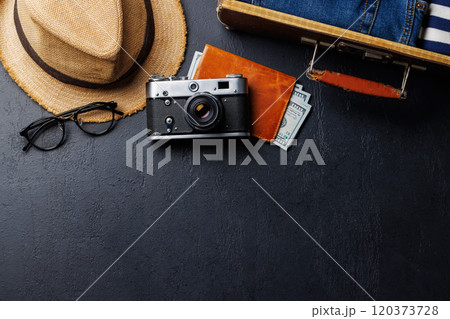 A travel items and clothes 120373728