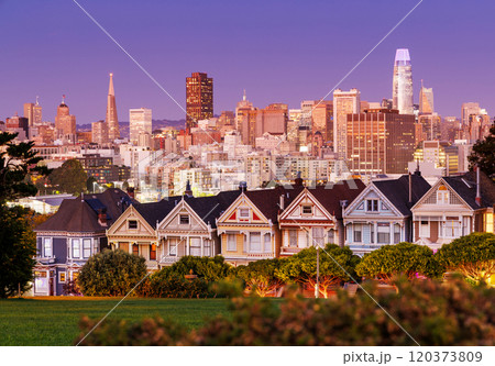 Vibrant sunset view of the Painted Ladies in San Francisco Vibrant sunset view of the Painted Ladies in San Francisco 120373809