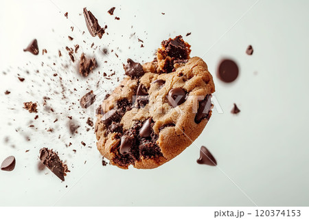 Explosion of chocolate chip cookies. AI-generated item 120374153