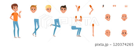 Teen Boy Character Creation with Body Part Vector Set 120374265