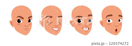 Teen Boy Face Head with Different Emotion Vector Set 120374272