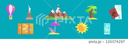 Flat Travel and Tourism Object and Element Design Vector Set Flat Travel and Tourism Object and Element Design Vector Set 120374297