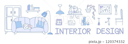Interior Design Line Object and Elements Vector Set Interior Design Line Object and Elements Vector Set 120374332