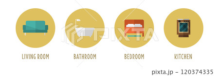 Furniture Room Object and Interior Item Vector Set Furniture Room Object and Interior Item Vector Set 120374335