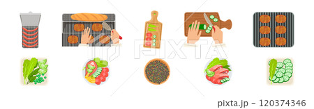 Tasty Food and Meal Different Served Vector Set 120374346